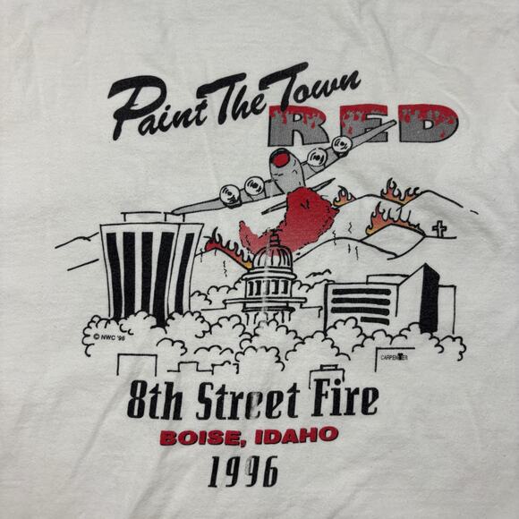 Vintage 1996 8th Street Fire Paint the Town Red Idaho T Shirt Men's XL - Picture 1 of 11